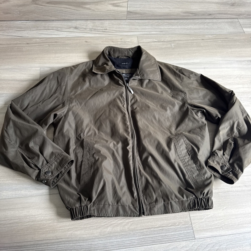 Vintage Brown Claiborne Outerwear Mens Sz M Microfiber Full Zip Lined Jacket Y2K